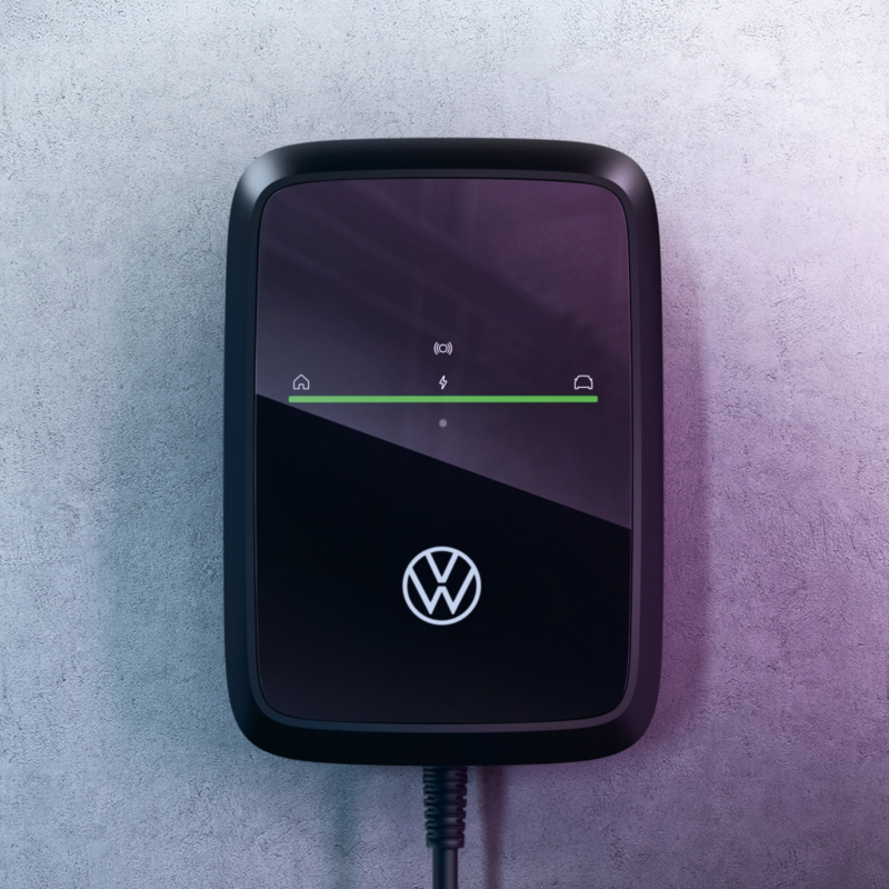 Detalle del cargador ID. Charger Elli de Volkswagen con la funcionalidad ID. Charger Connect
