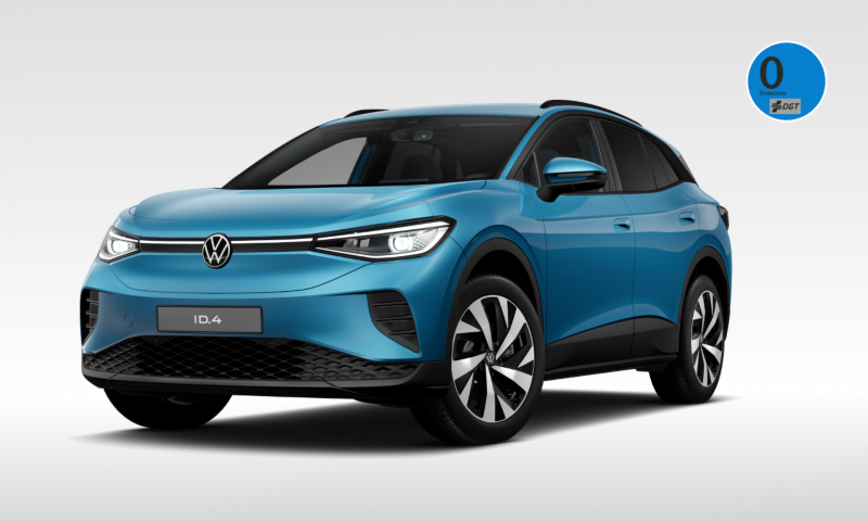 Un Volkswagen ID.4 de color azul vista tres cuartos