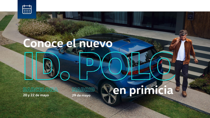 Una persona junto a un ID. Polo y textos sobre el evento de lanzamiento
