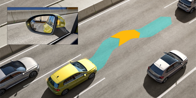Gráfico del asistente del cambio de carril de un Golf 8