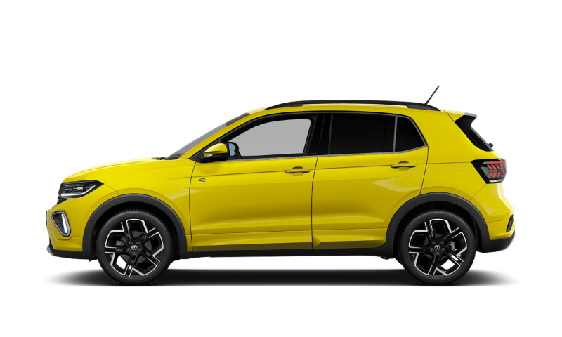 T-Cross R-Line amarillo con fondo blanco