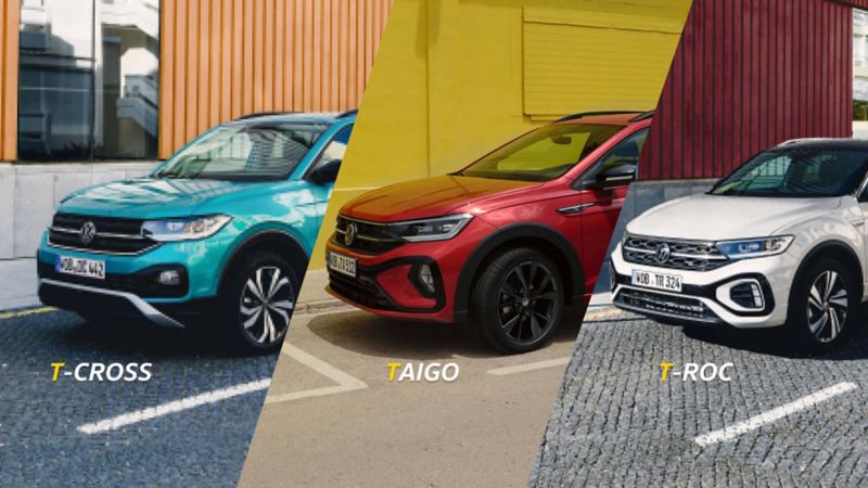 Composición de imágenes de Volkswagen T-Cross, Taigo, T-Roc y Tiguan