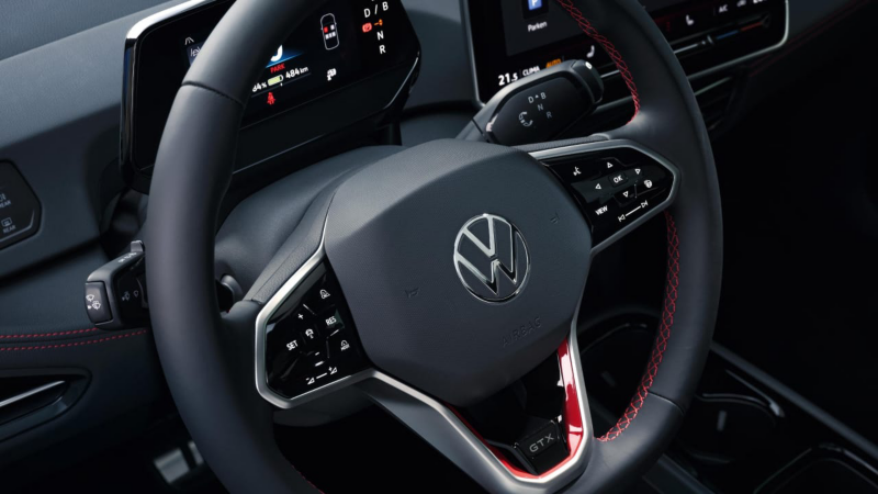 Detalle del volante de un Volkswagen ID.