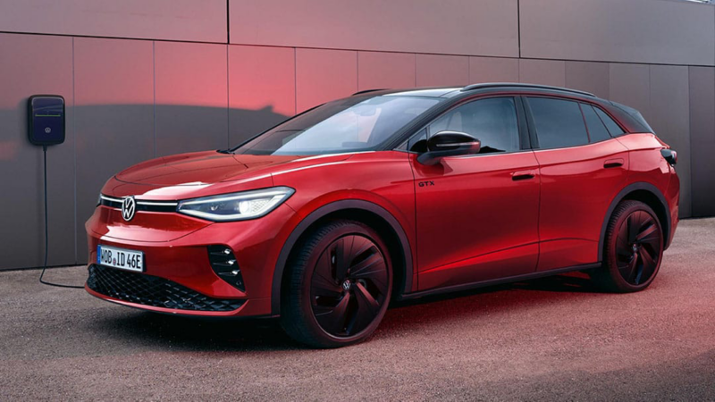 Volkswagen ID.4 GTX rojo visto de costado
