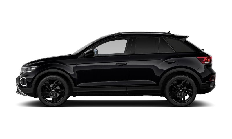 Volkswagen T-Roc Dark Line negro con fondo blanco