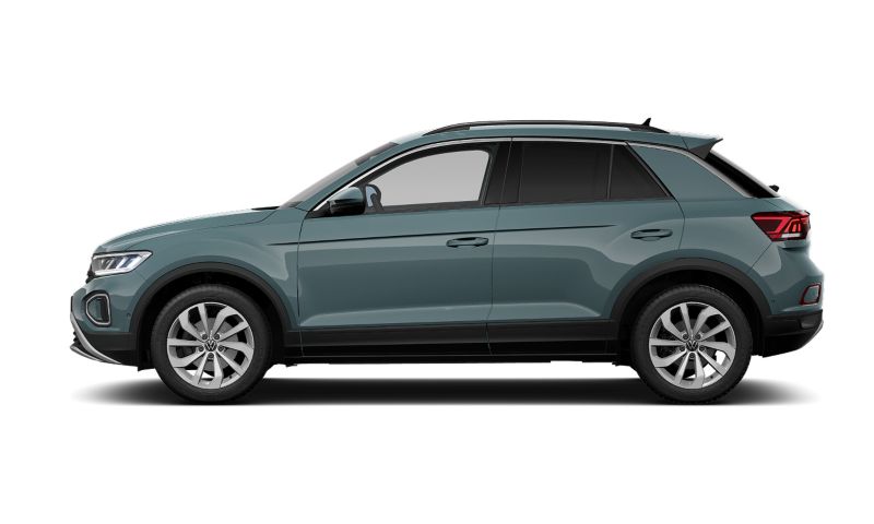 Volkswagen T-Roc MÁS verde con fondo blanco