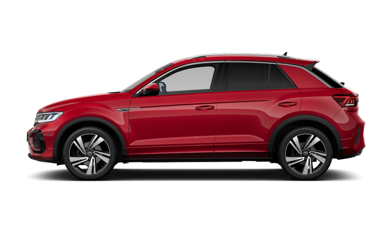 Volkswagen T-Roc R-Line rojo con fondo blanco