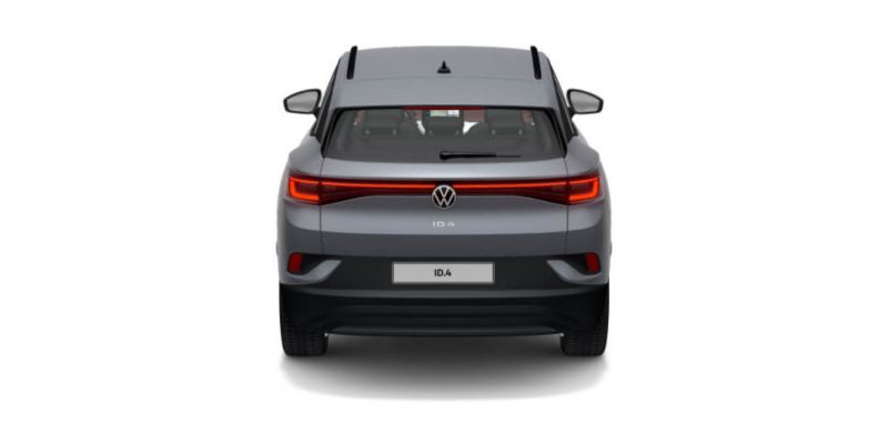 Volkswagen ID.4 gris visto de atrás sobre fondo blanco