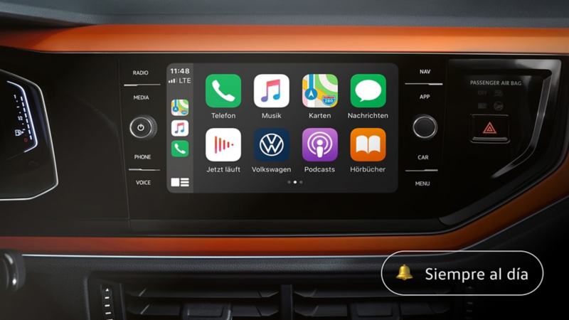 Detalle de la pantalla del salpicadero de un Tiguan 20 aniversario