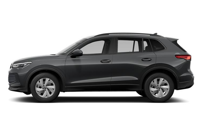 Volkswagen Tiguan Life gris en fondo blanco