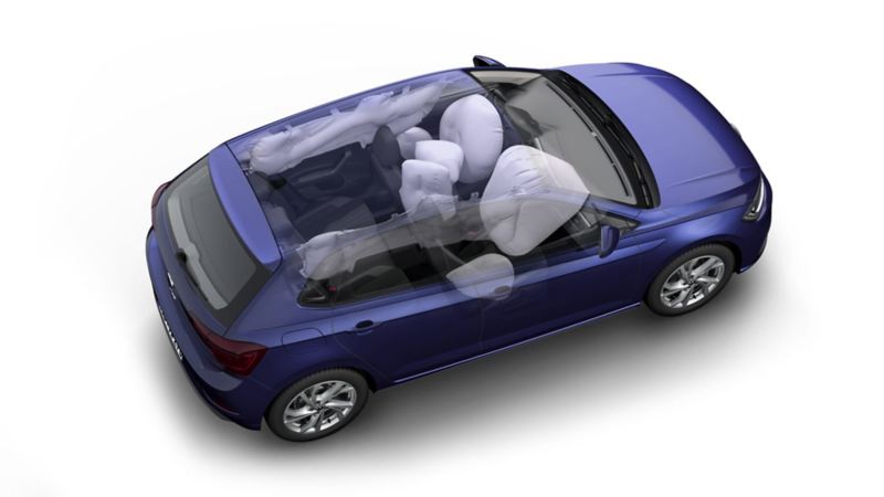 Gráfico en 3D de los distintos airbags dentro de un Volkswagen