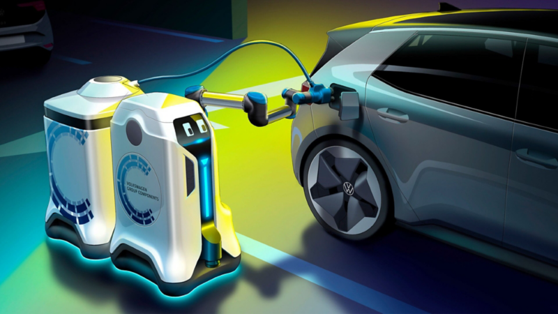 Imagen de la unidad de carga eléctrica creada por VW para autos eléctricos
