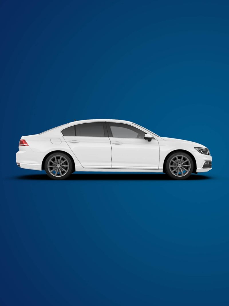 Volkswagen Approved Used car Passat on blue background