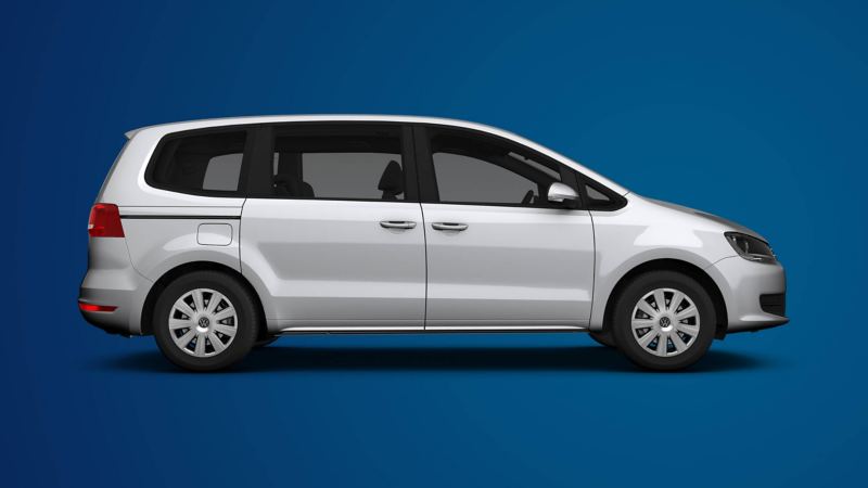 Volkswagen approved used Sharan side view on blue background