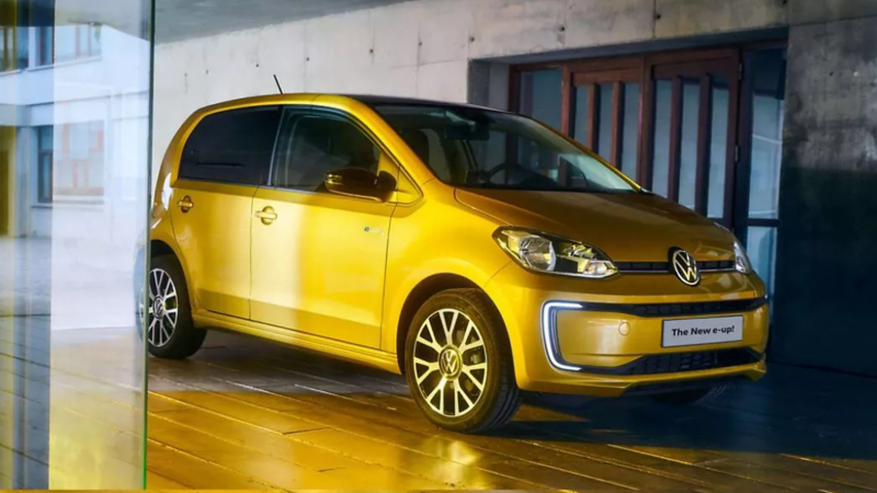 A  parked yellow e-up!
