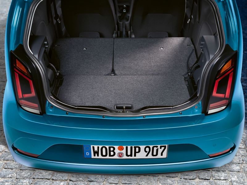 An opened booth of a Volkswagen up!