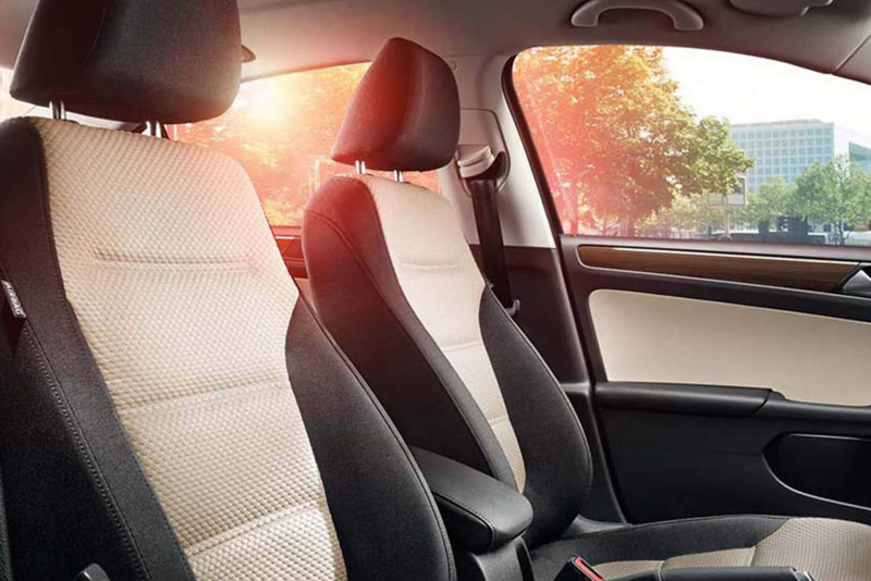 Interior view of front seats in a Jetta car