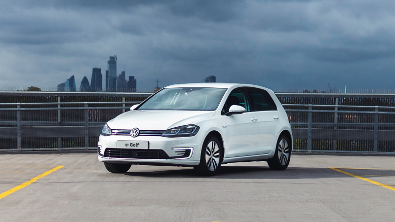 An e-Golf parked in a car park