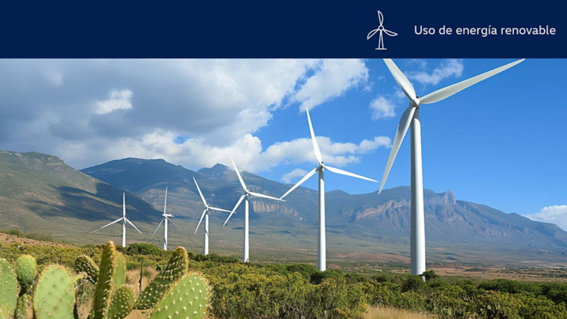 Ventiladores eólicos que forman parte de un parque de energía limpia en México. 