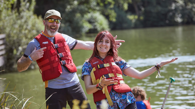 A couple canoeing at the van festival. 