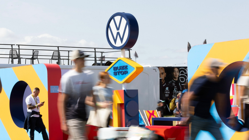 Photo showing a VW sign at CarFest 2024.