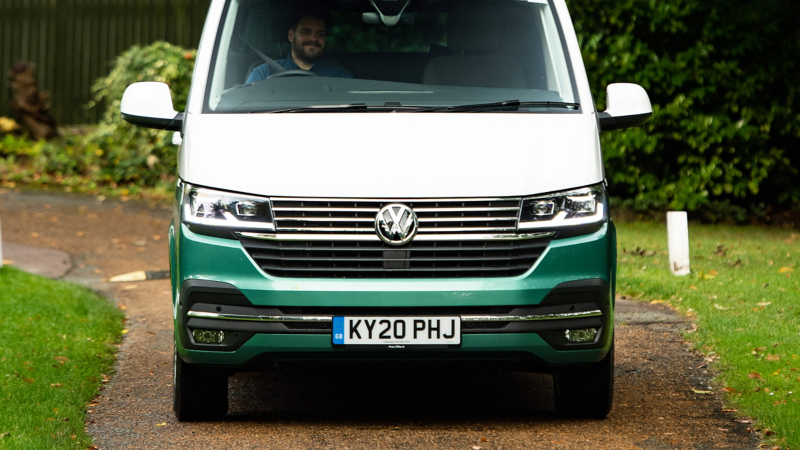 Chef Tom driving a California camper van