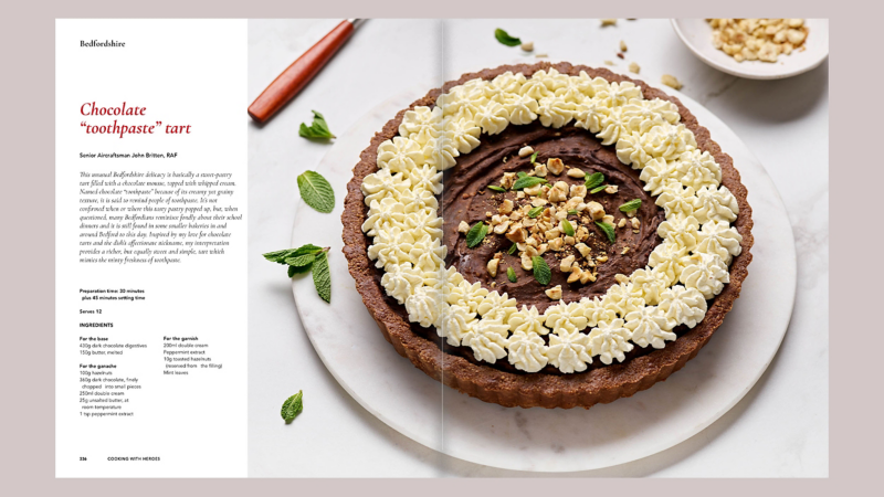 A double page spread showing the contents of the cookbook.