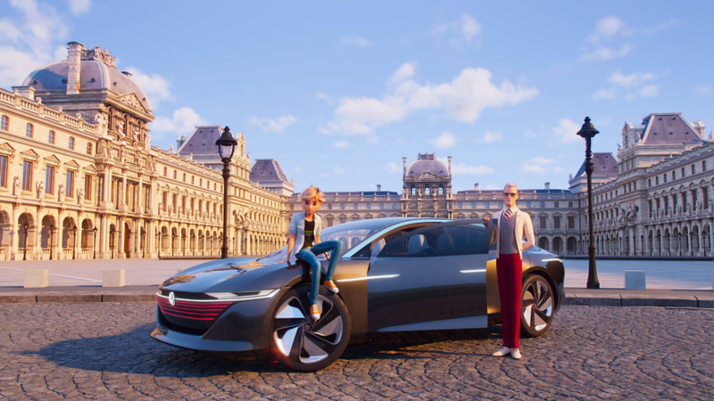 Gabriel et Adrien Agreste posent avec leur ID. Vizzion devant le Musée du Louvre.