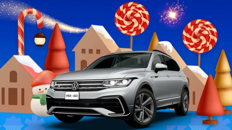 Camioneta Tiguan 2023 en Villa Navideña de Volkswagen. 