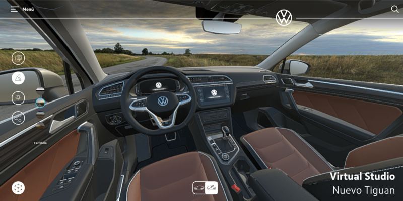 Interior de auto Volkswagen visto desde Virtual Studio.