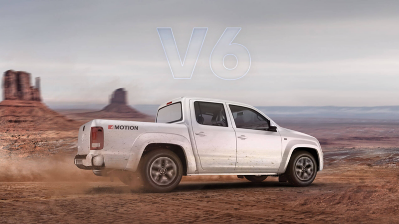 Camioneta de batea Amarok con potente y sólido motor V6
