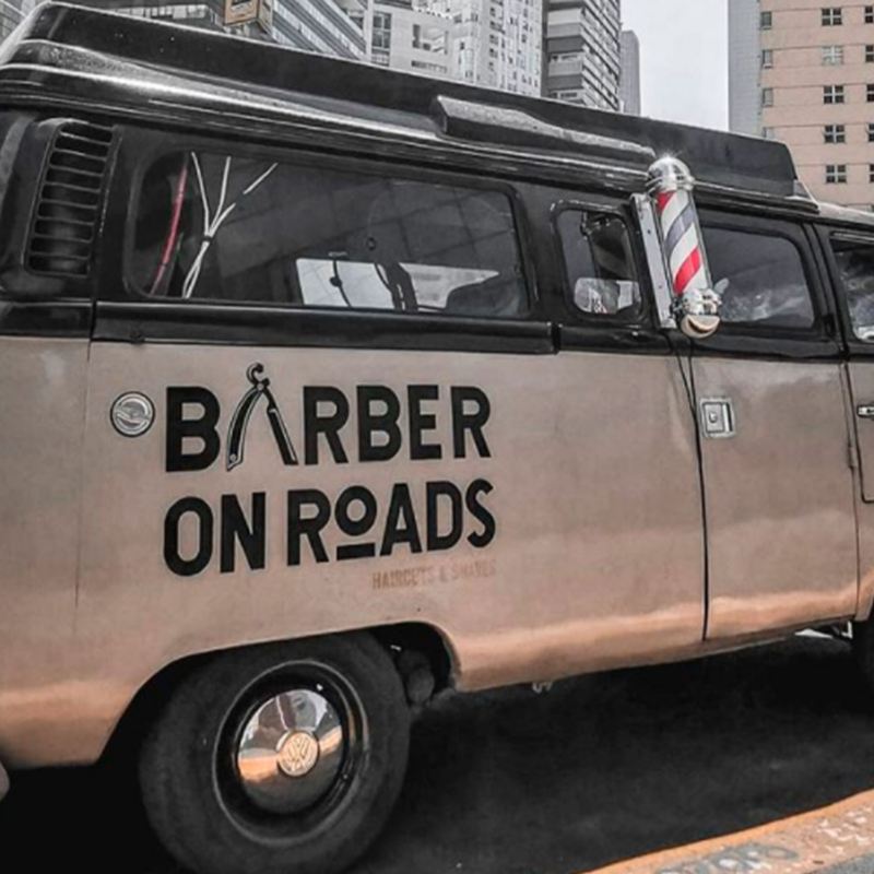 Barbería en la Ciudad de México Barber Roads en Combi VW.
