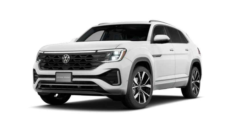 Cross Sport 2025 R-Line. Camioneta de lujo deportiva, de los SUVWs más equipados, en color exterior blanco. 
