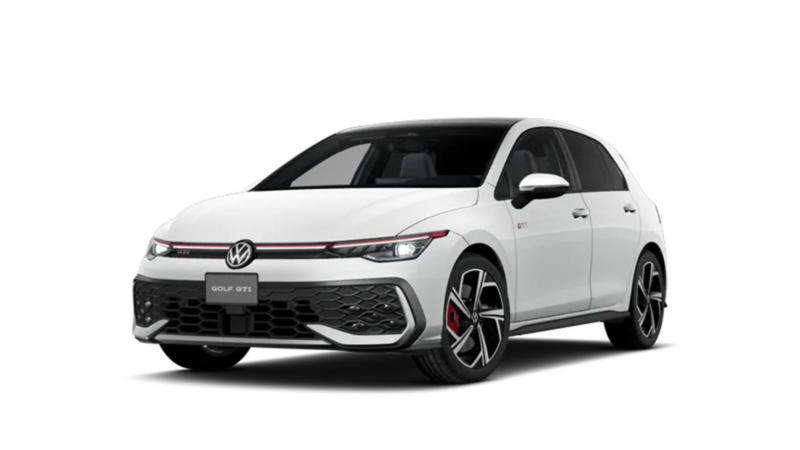 GTI 2026. Hot hatch devportivo de Volkswagen en color exterior blanco, con luces LED y rines de aluminio.