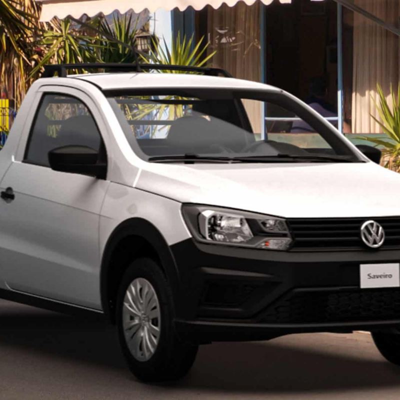 Pick up Saveiro 2022 de Volkswagen en color blanco.