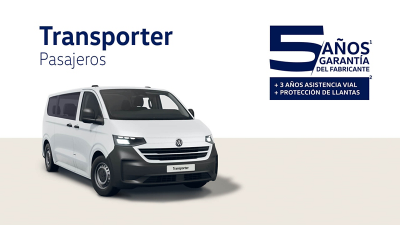 Transporter Pasajeros 2026 con servicio de protección de llantas y 3 años de asistencia vial