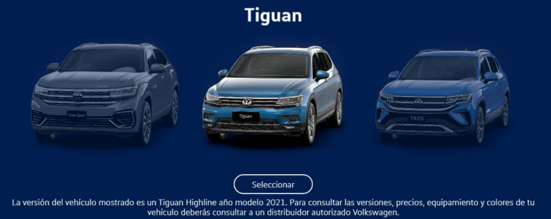 Descubre nuestros suvs Tiguan, Taos y Cross Sport a través de Virtual Studio