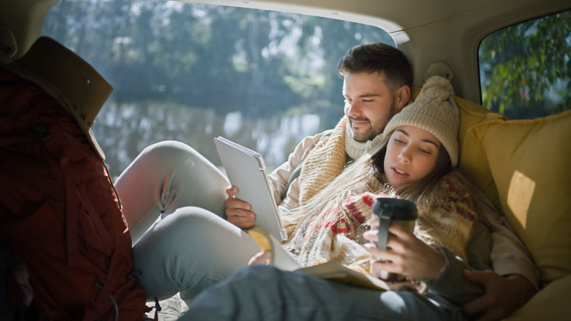 Reading on an eBook reader.