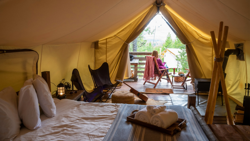 Luxurious glamping tent.