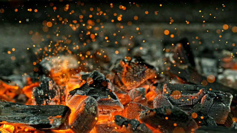 Glowing coals.