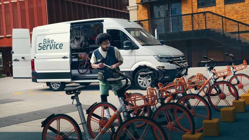 VW Crafter som servicebil för cykelreparatör