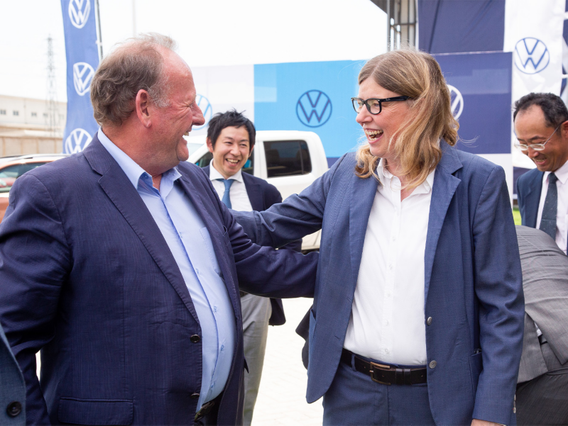 group of people gathered to take a picture at Volkswagen Ghana Assembly Facility