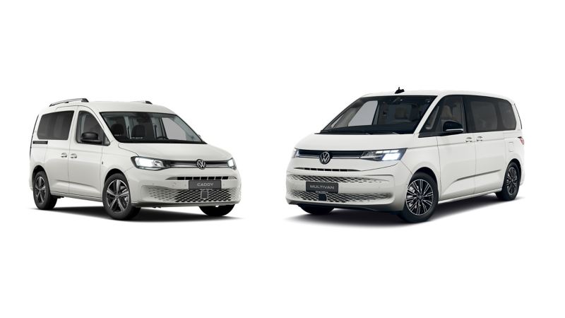 Die GOAL Sondermodelle VW Caddy und VW Multivan.