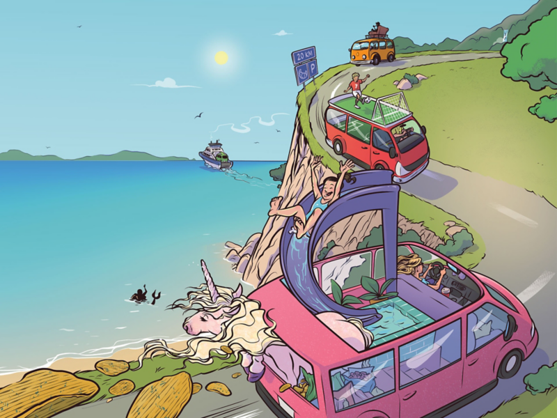 VW husbilsillustration av Elin Jonsson