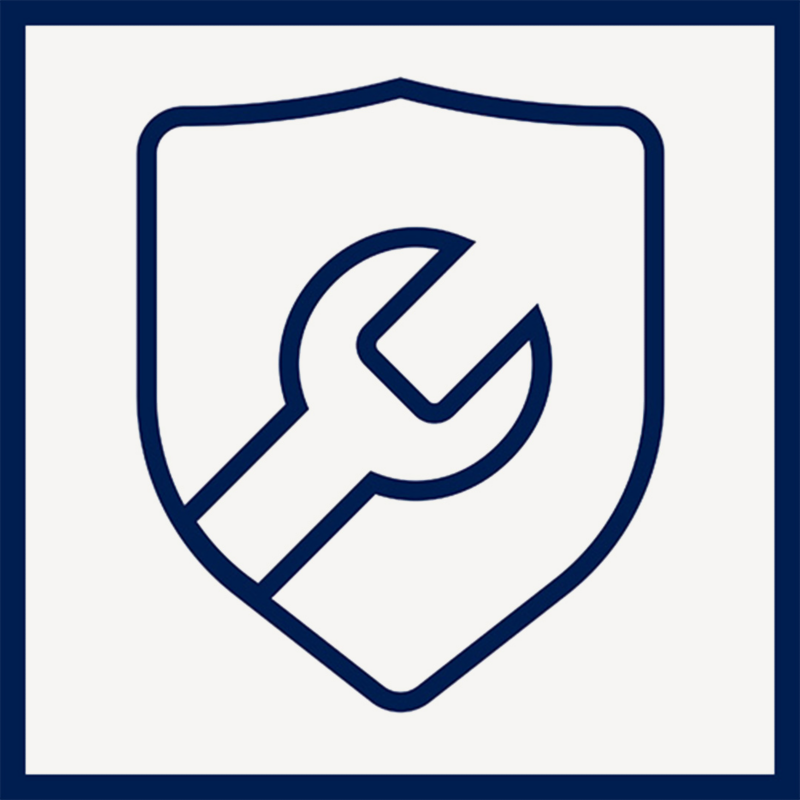 Icono de llave francesa dentro de escudo. 