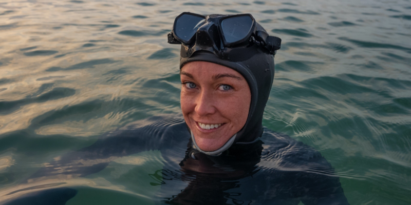 Alessia Zecchini im Taucheranzug im Wasser.