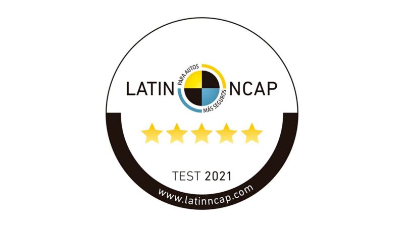 Taos 2022. Sello de seguridad para SUVW otorgado por Latin NCAP. 	