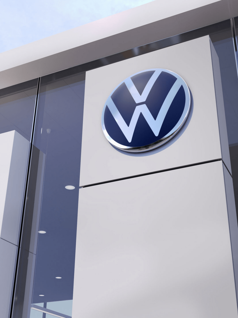 The front of a Volkswagen dealership
