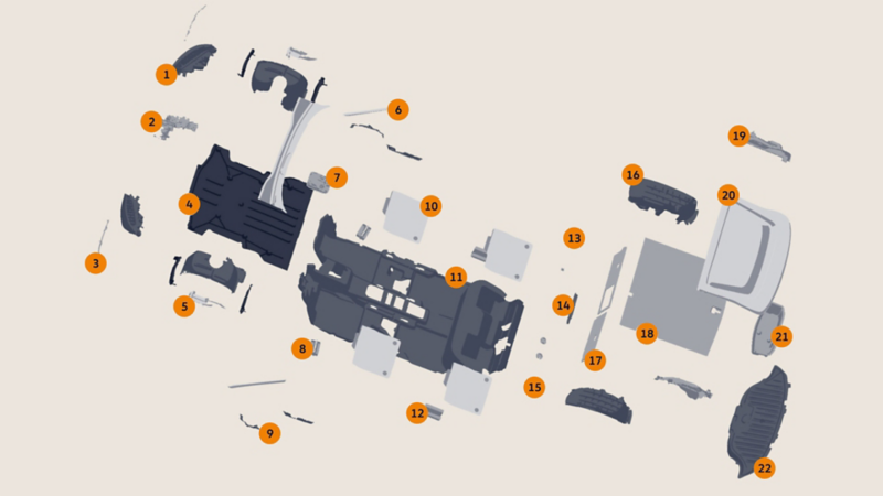 Materiales reciclados de los autos VW con capacidad de reutilización en nuevos modelos