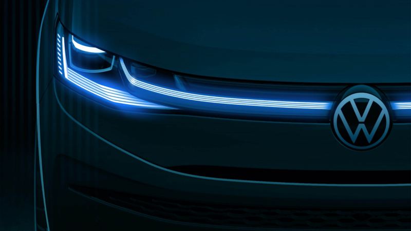 Une esquisse du design du nouveau Volkswagen Multivan vu de face.
